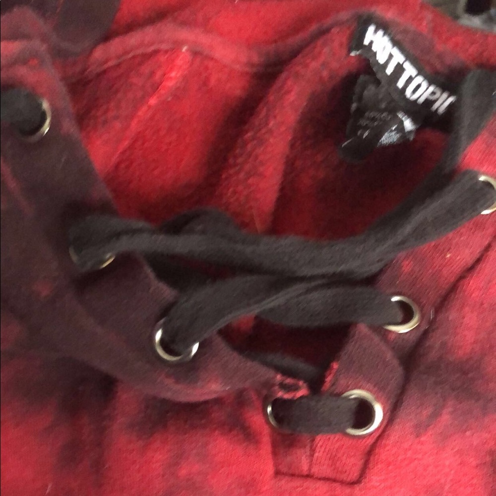red & black tie dye hoodie